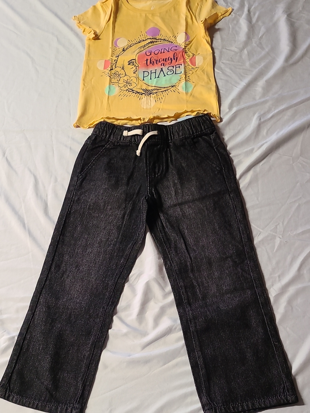 Cat & Jack Yellow Graphic Tee and Black Relaxed Pants Set